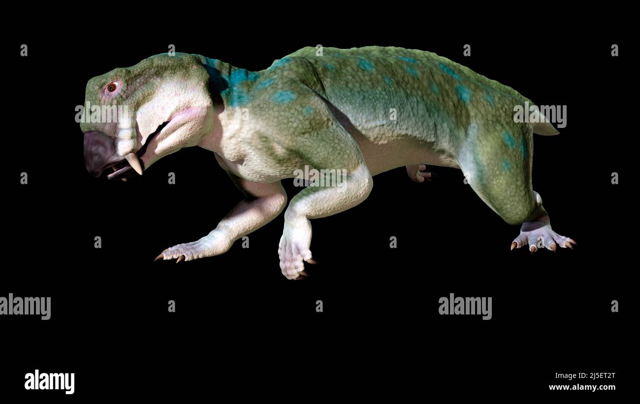 Obra de arte del animal extinto Lystrosaurus Foto de stock