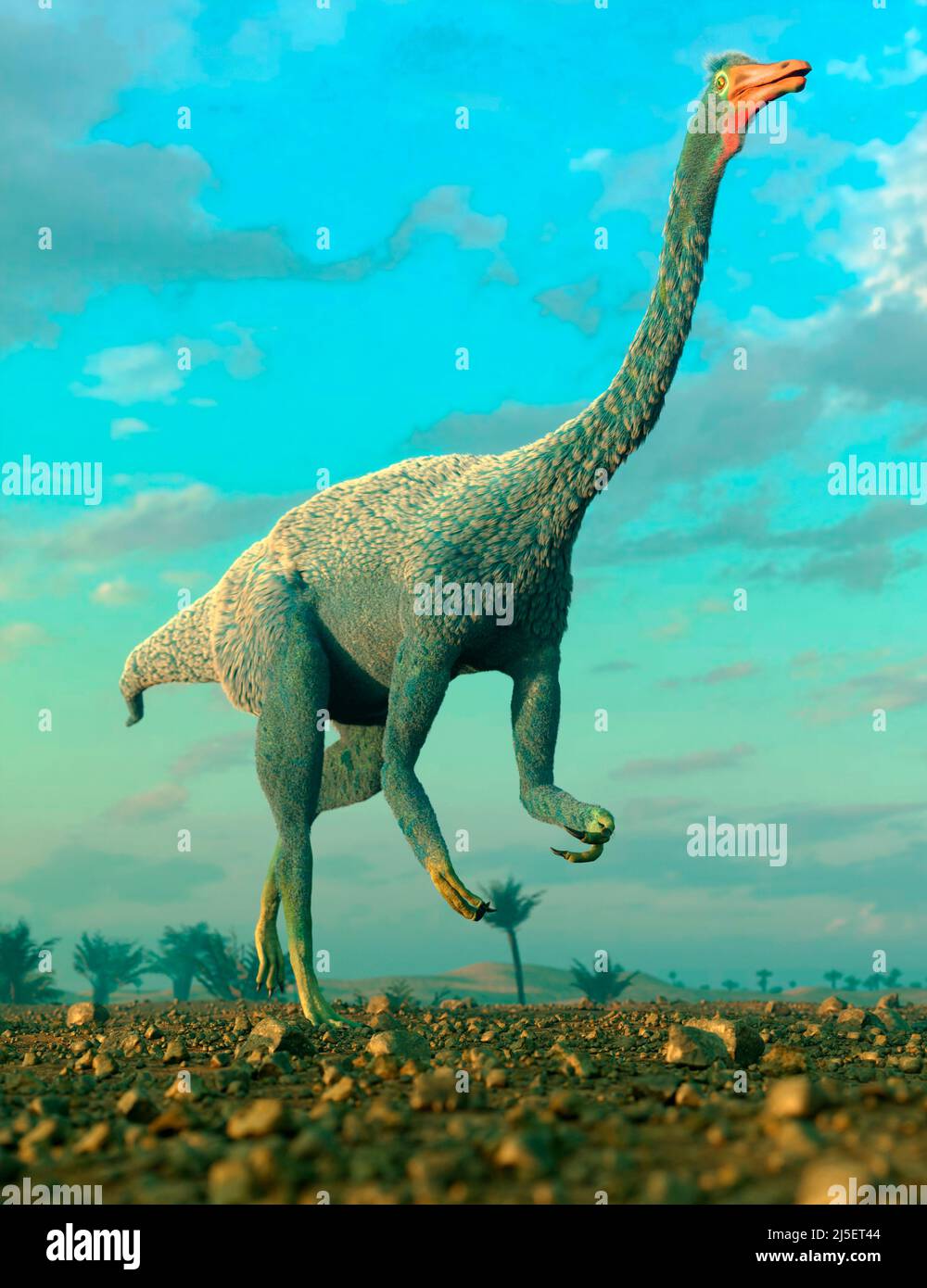 Obra de arte de dinosaurio Gallimimus Foto de stock