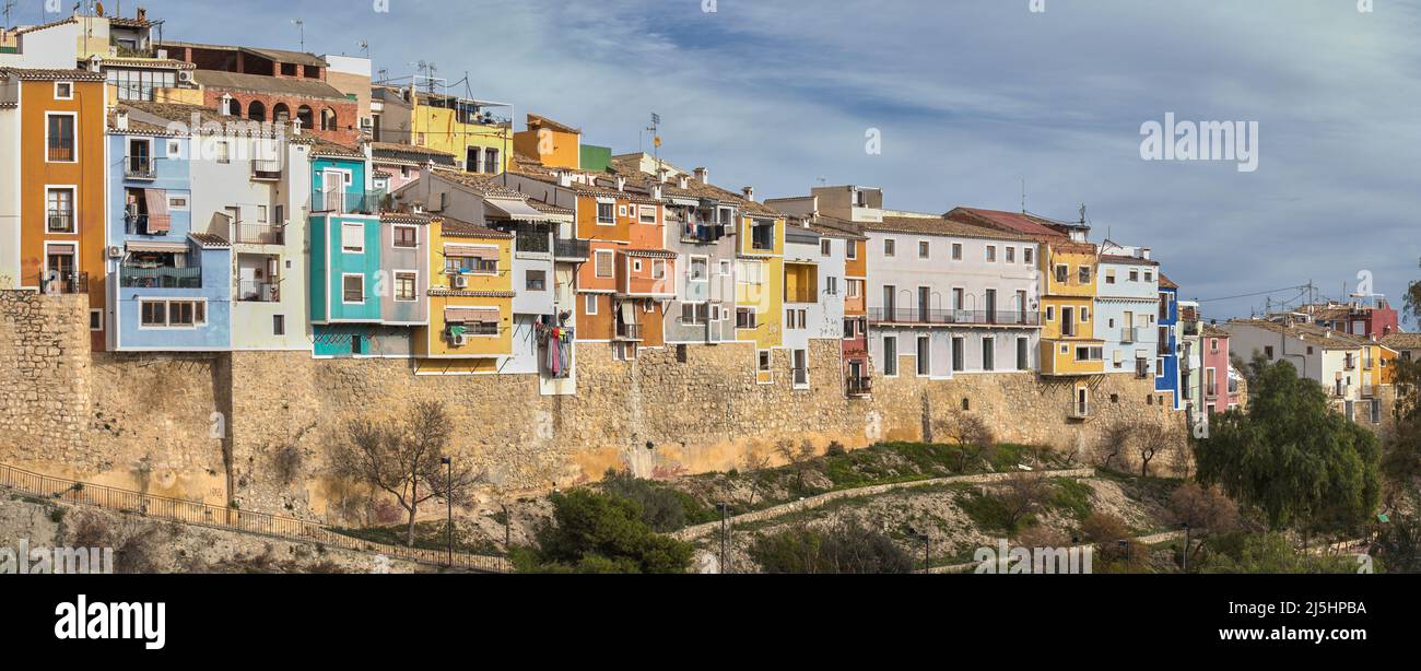 Casas colgadas de Vila joiosa, Villajoyosa, provincia de Alicante, España,  Europa Fotografía de stock - Alamy