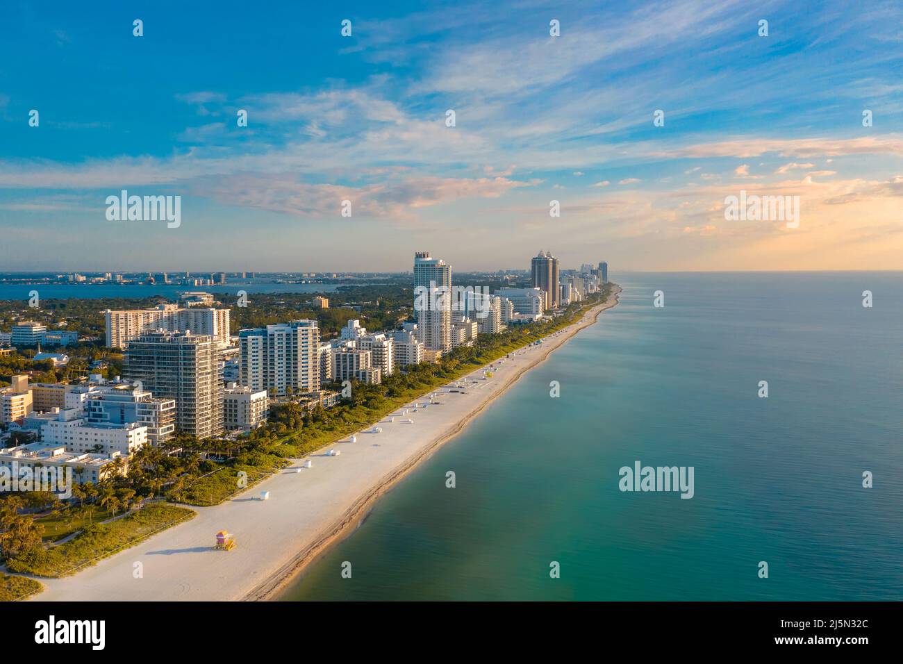 Puesta de sol sobre Miami Beach, Florida Foto de stock