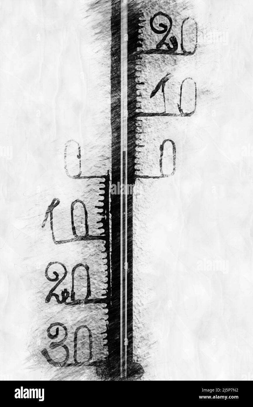 primer plano del termómetro meteorológico en forma de dibujo a lápiz  Fotografía de stock - Alamy