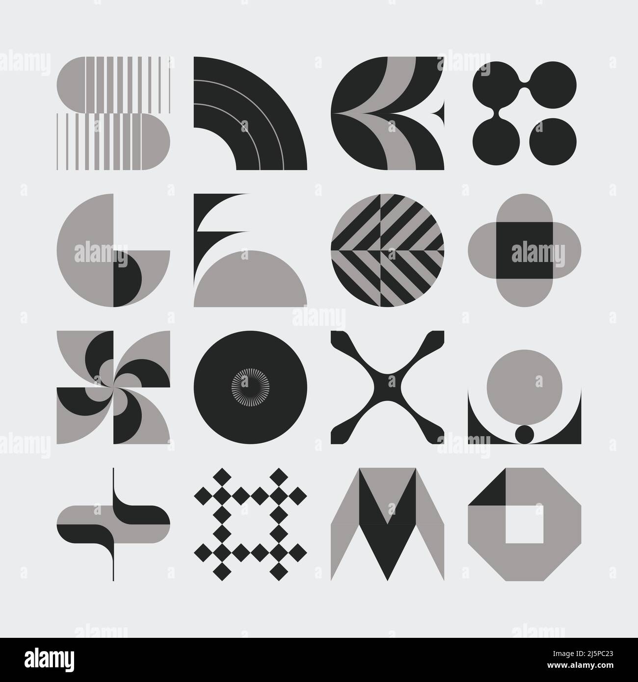 Logo modernismo estética vector abstracto formas colección hecha con formas  geométricas minimalistas y elementos gráficos para póster, portada, arte,  presente Imagen Vector de stock - Alamy