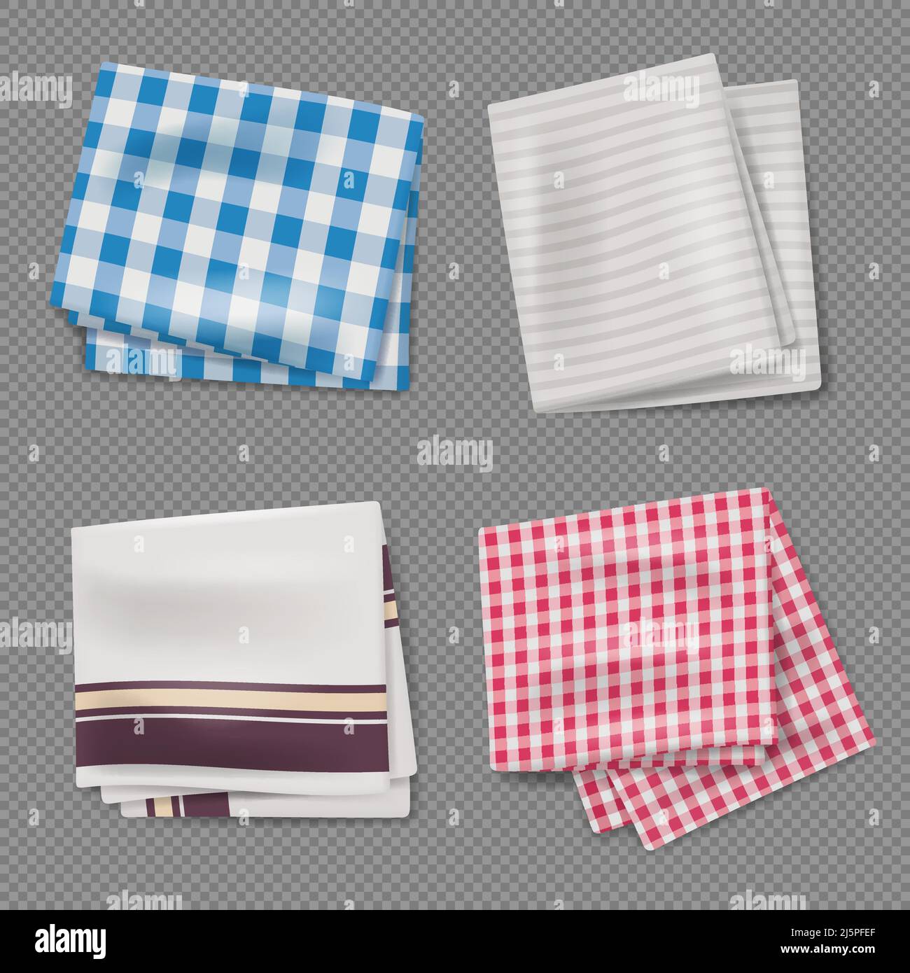 de cocina. Colecciones servilletas de colores textiles realistas para la limpieza de la cocina plantillas de vectores Imagen Vector de stock - Alamy