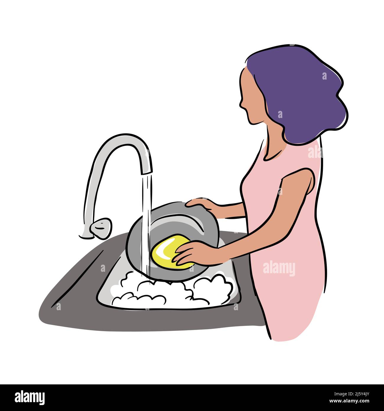 Mujer lavando platos Imágenes vectoriales de stock - Alamy