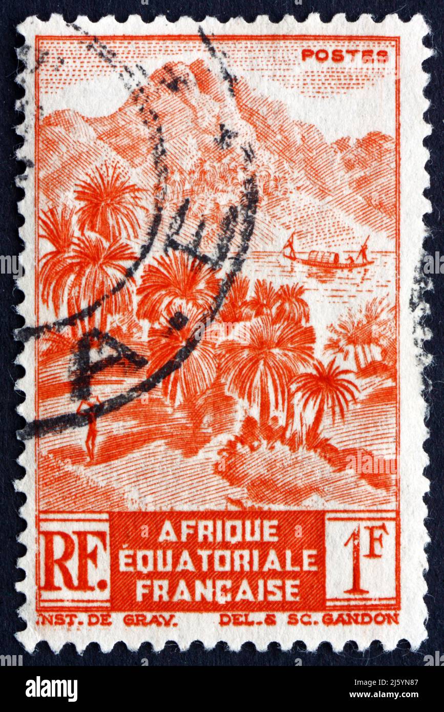 ÁFRICA ECUATORIAL FRANCESA CIRCA 1946 Un sello impreso en África