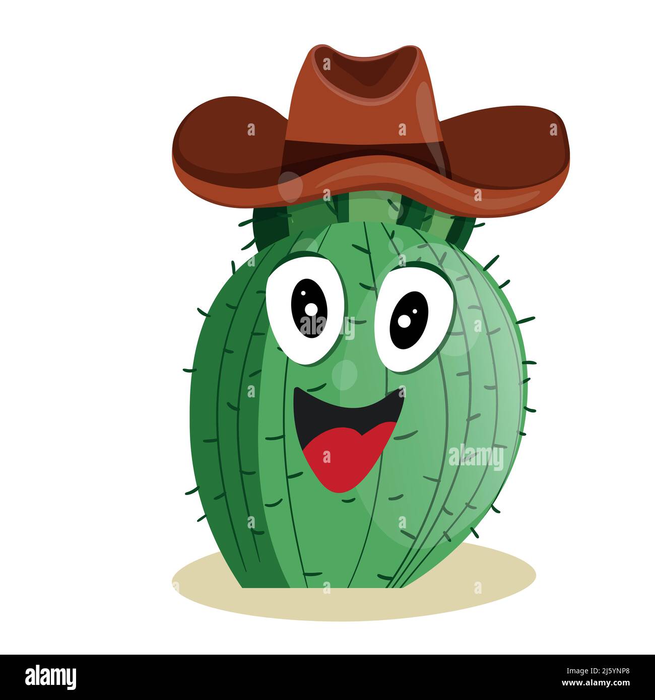 Cactus suculento alto con espinas en elemento aislado de sombrero Cowboy.  Ilustración de dibujo vectorial para icono, juego, embalaje, banner. Oeste  salvaje, oeste Imagen Vector de stock - Alamy