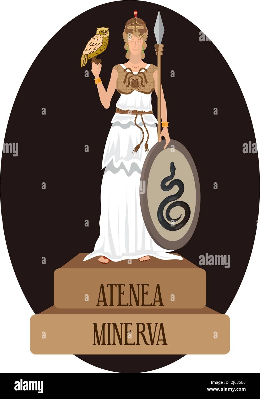 Vector de ilustración aislado de dioses romanos y griegos, Athenea