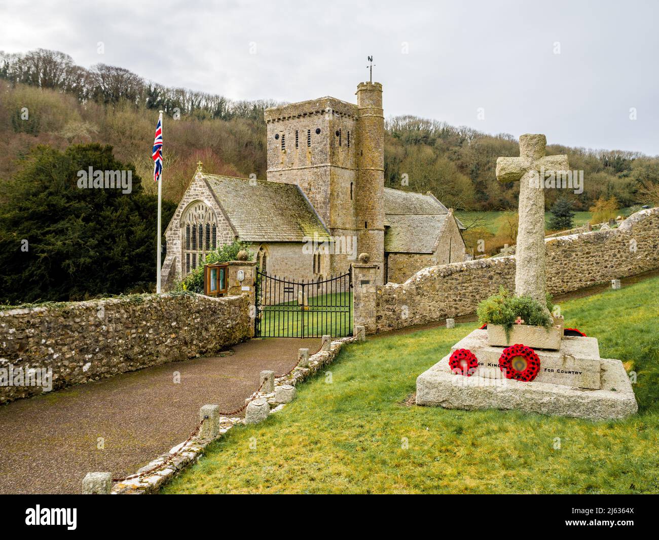 Iglesia de San Winifred, Branscombe, Devon Foto de stock
