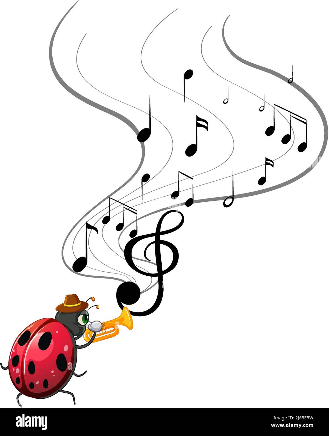 Ilustración de dibujos animados con símbolo de melodía musical Imagen  Vector de stock - Alamy