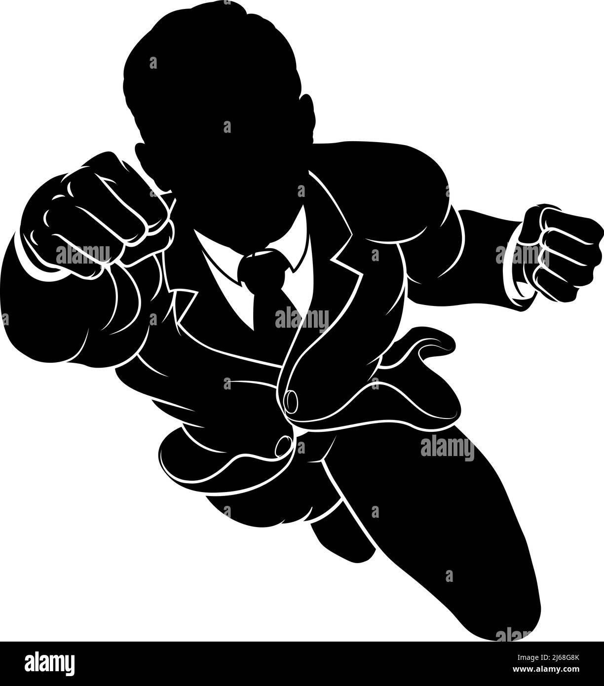 Silhouette Super Hero Business Man Superhero Ilustración del Vector