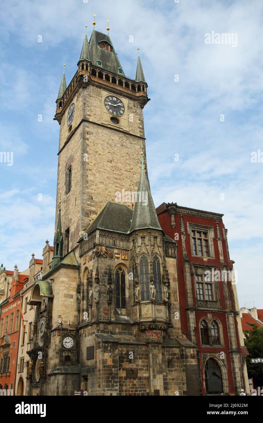 Torre del Reloj Astronómico de Praga en la República Checa Foto de stock