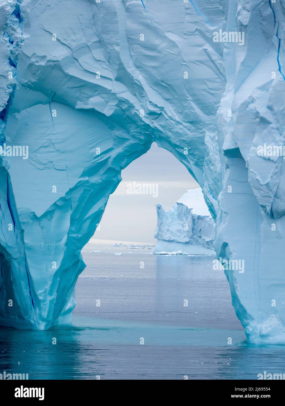 Grandes icebergs flotando en el Mar de Bellingshausen, Antártida, regiones polares Foto de stock