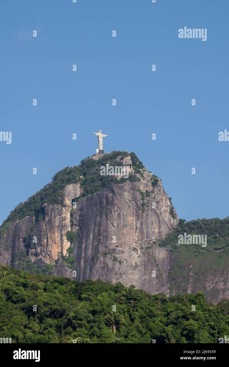 Parque Nacional de Tijuca, estatua del Cristo Redentor (Cristo Redentor) en el monte Corcovado, Río de Janeiro, Brasil Foto de stock