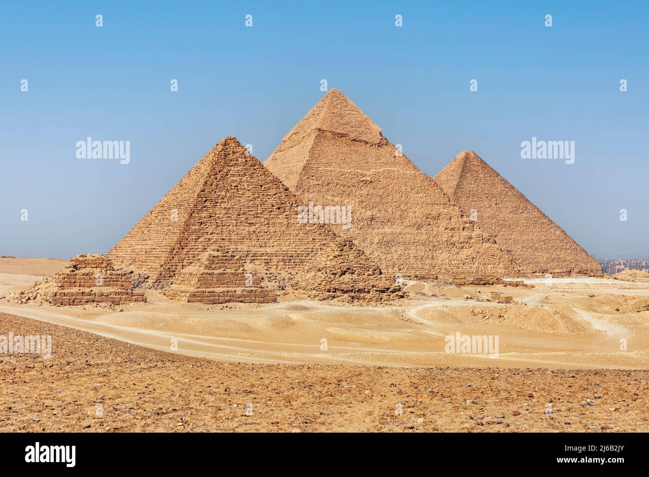 Las pirámides de Giza, en Egipto Foto de stock