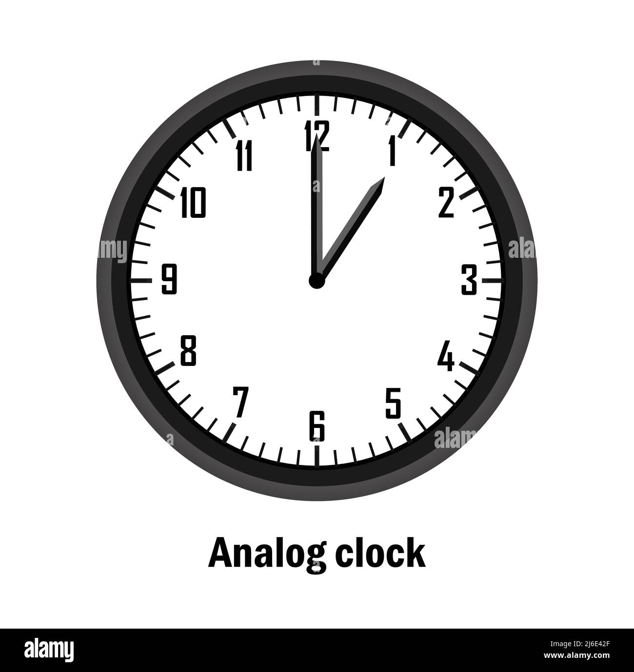 Hora del reloj analógico. 01-00. con fondo blanco. vector Ilustración del Vector