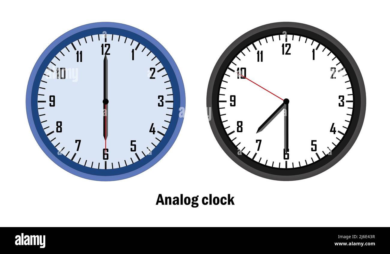 Color azul y negro Hora del reloj anal gico.06 00 07 30. Con