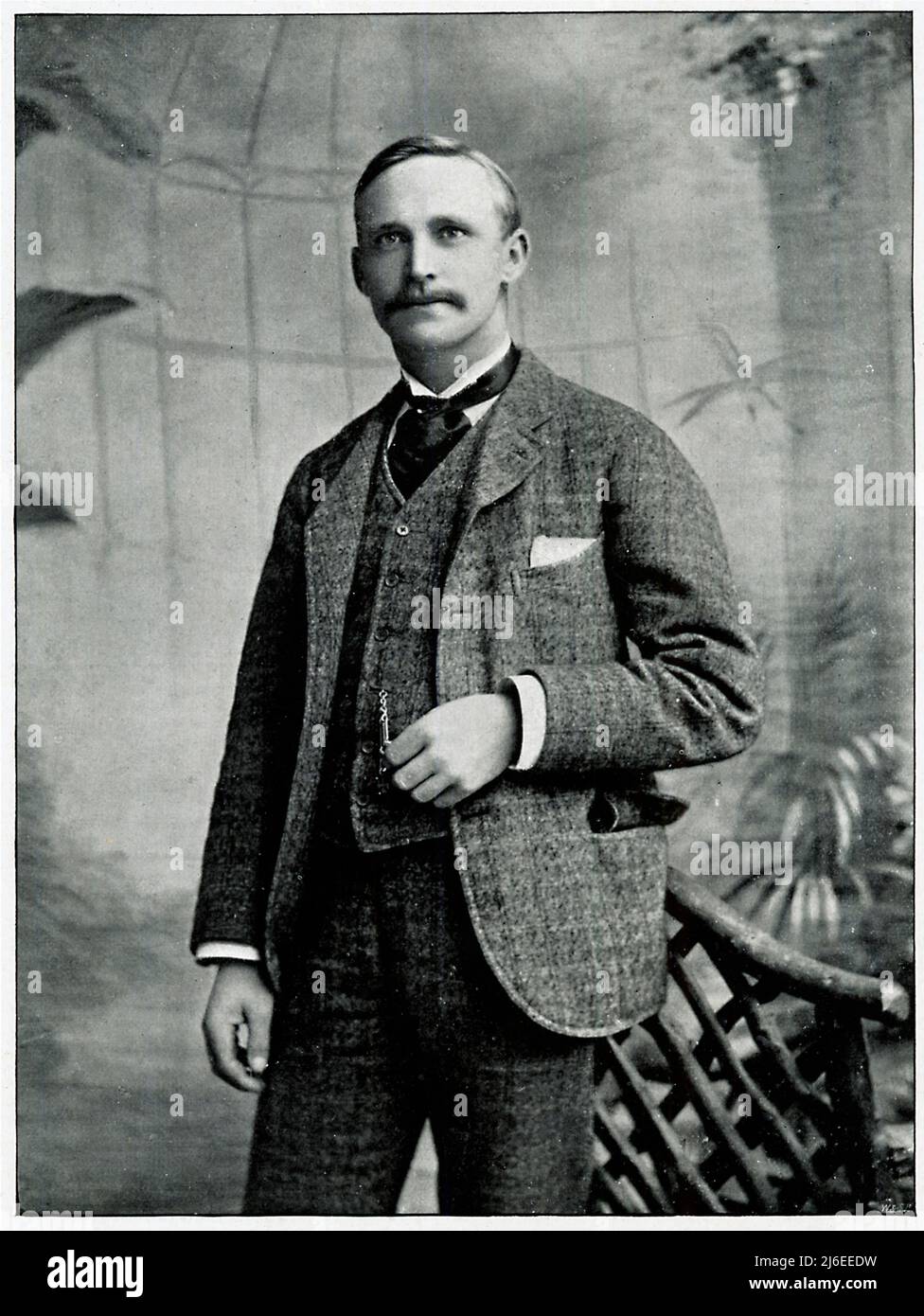 JH Taylor, 1895 retrato del golfista profesional inglés de Devon, campeón abierto 5 veces, uno del gran triunfo de los golfistas campeones, y arquitecto notable del campo de golf Foto de stock
