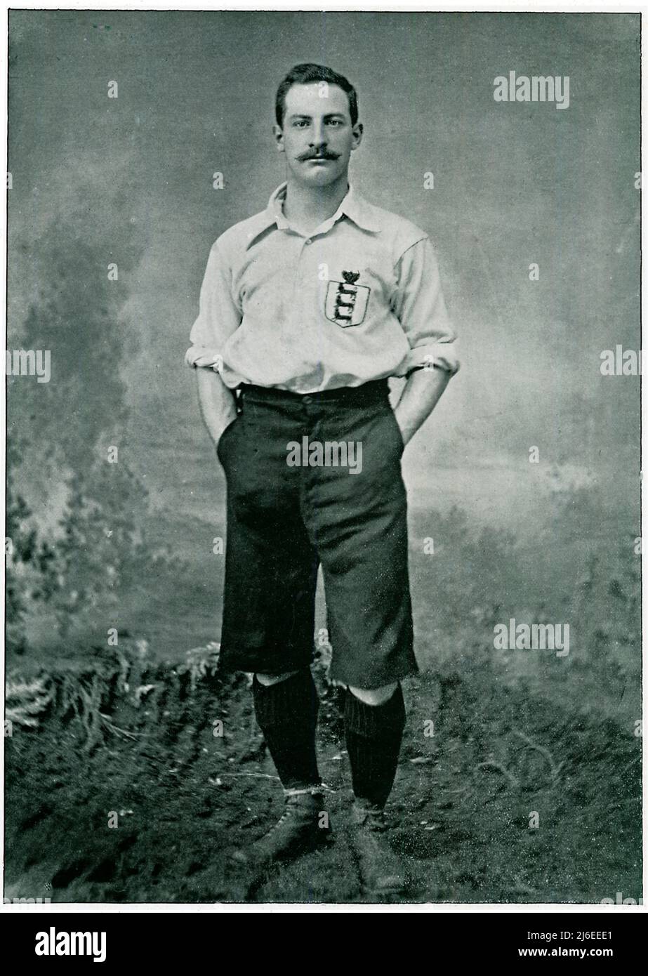 SPSC1148, Billy Bassett, 1895 retrato del futbolista West Bromwich Albion, coronó 16 veces para Inglaterra y una de las leyendas de la Liga de Fútbol de 100 Foto de stock