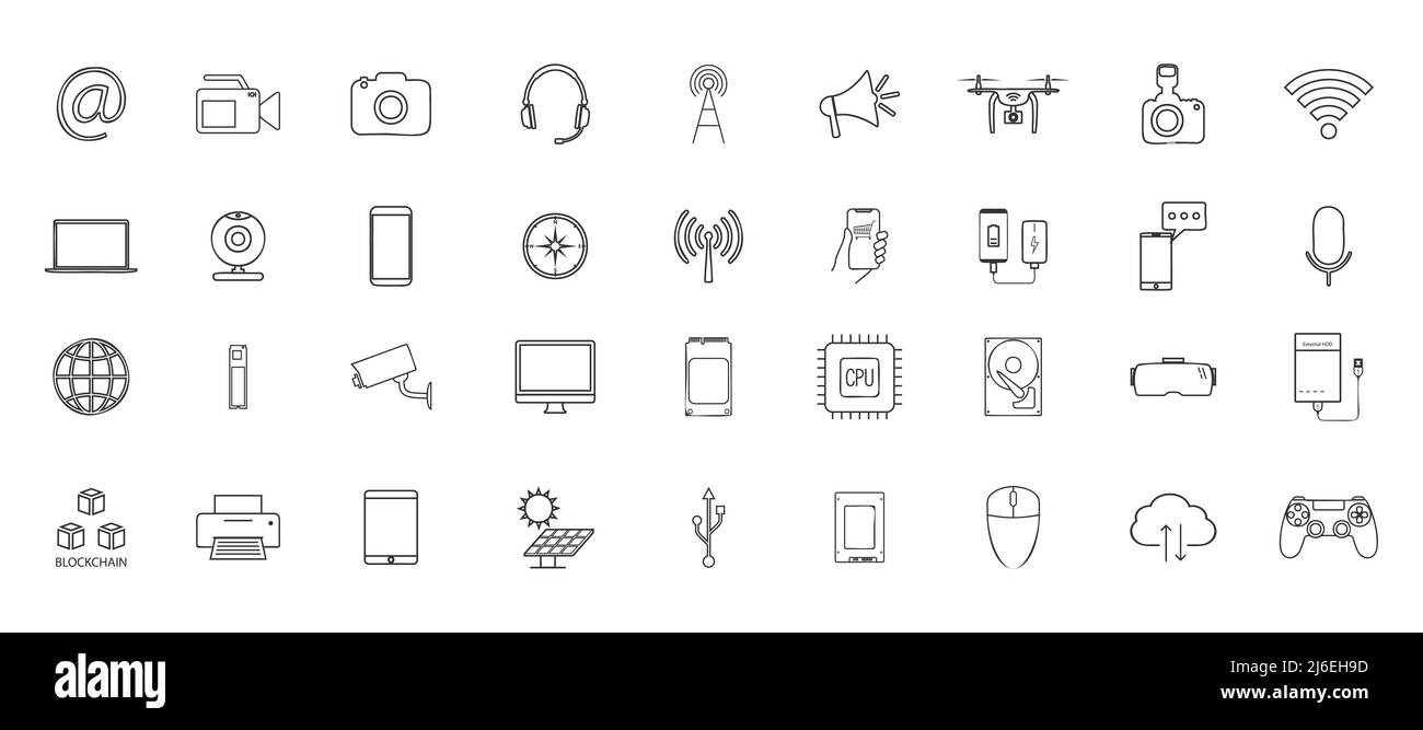 Conjunto de iconos de dispositivo y tecnología. Ilustración vectorial. Ilustración del Vector
