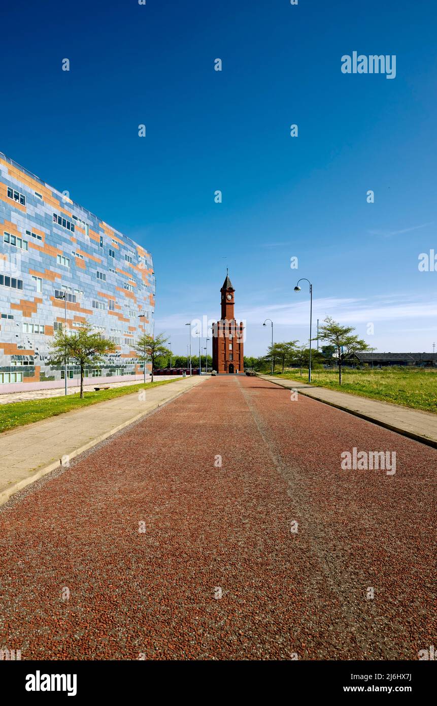 Torre del reloj en Middlehaven Middlesbrough Foto de stock
