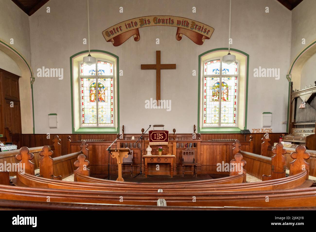 Interior de la Iglesia Metodista West Burton, North Yorkshire, Inglaterra, Reino Unido Foto de stock