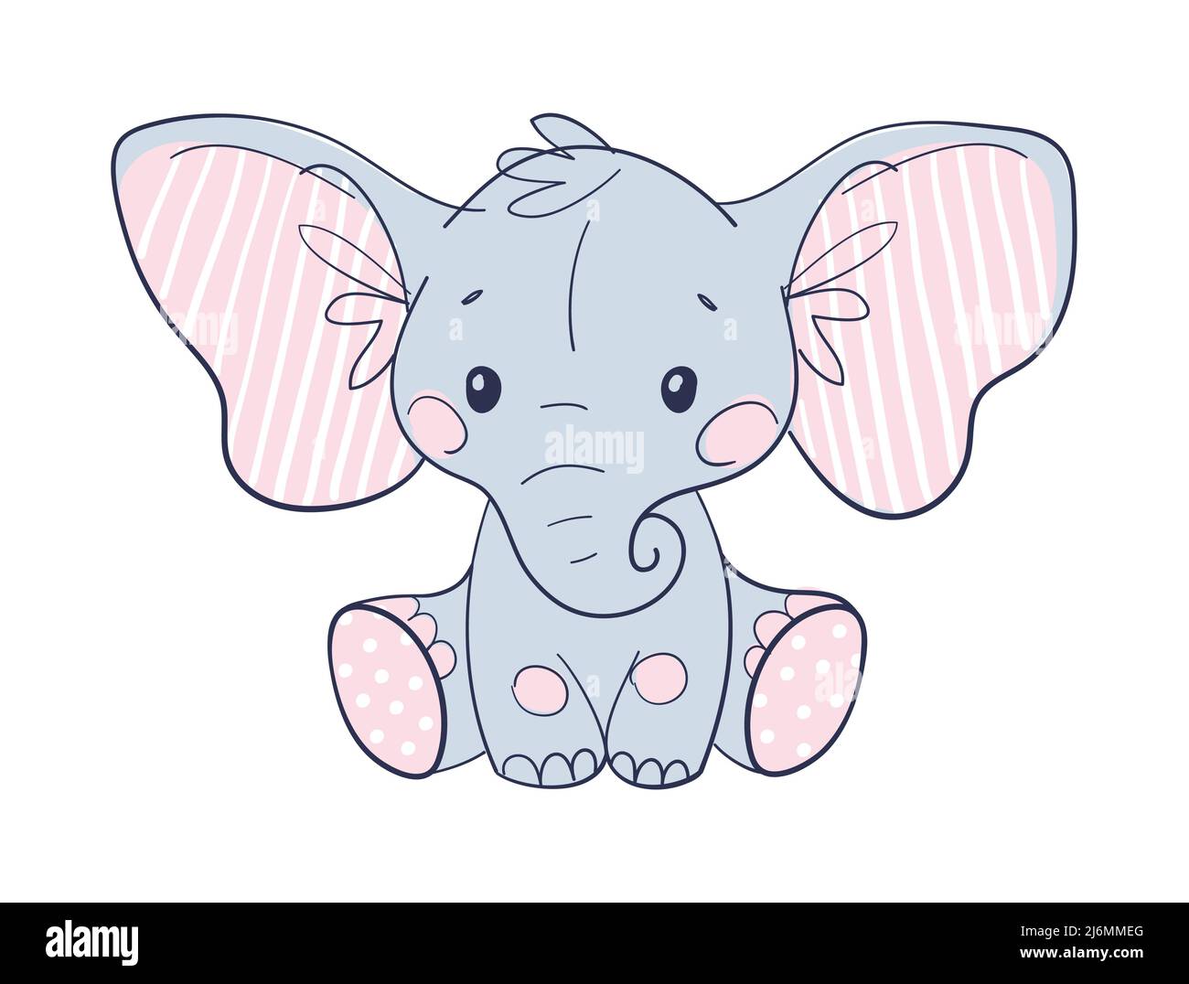 Ai Generativo : Elefante De Fantasía De Bebé Lindo Con Orejas De