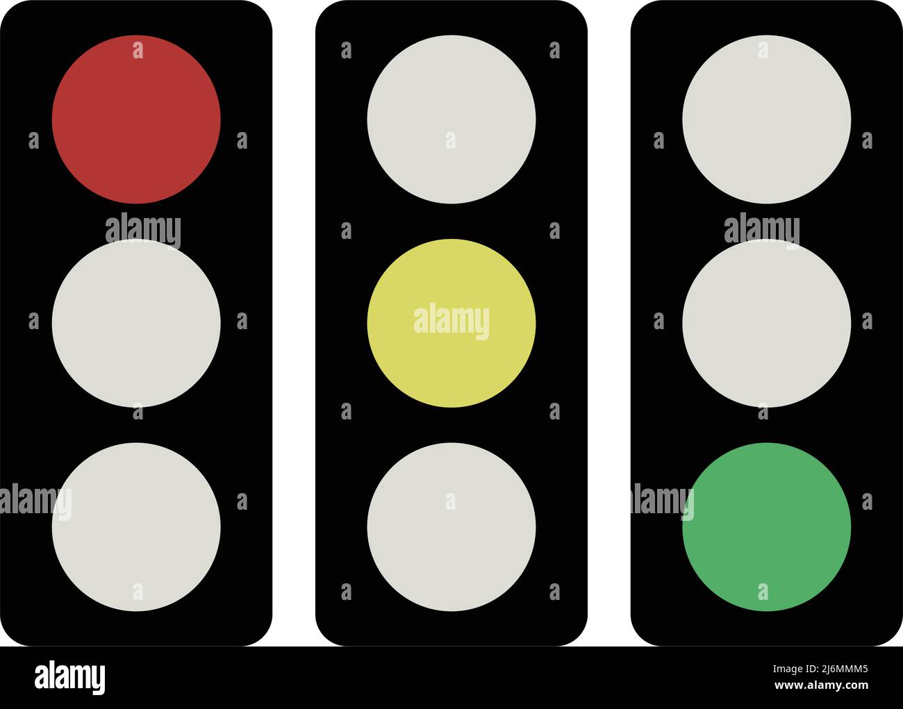 Conjunto de iconos de semáforos rojos, amarillos y verdes. Vector editable. Ilustración del Vector