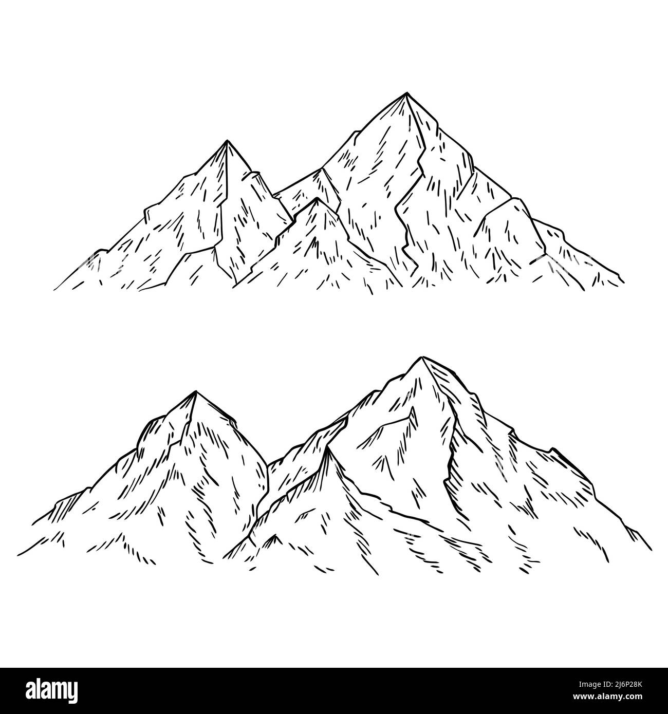 Paisaje de montañas dibujo Imágenes de stock en blanco y negro - Alamy