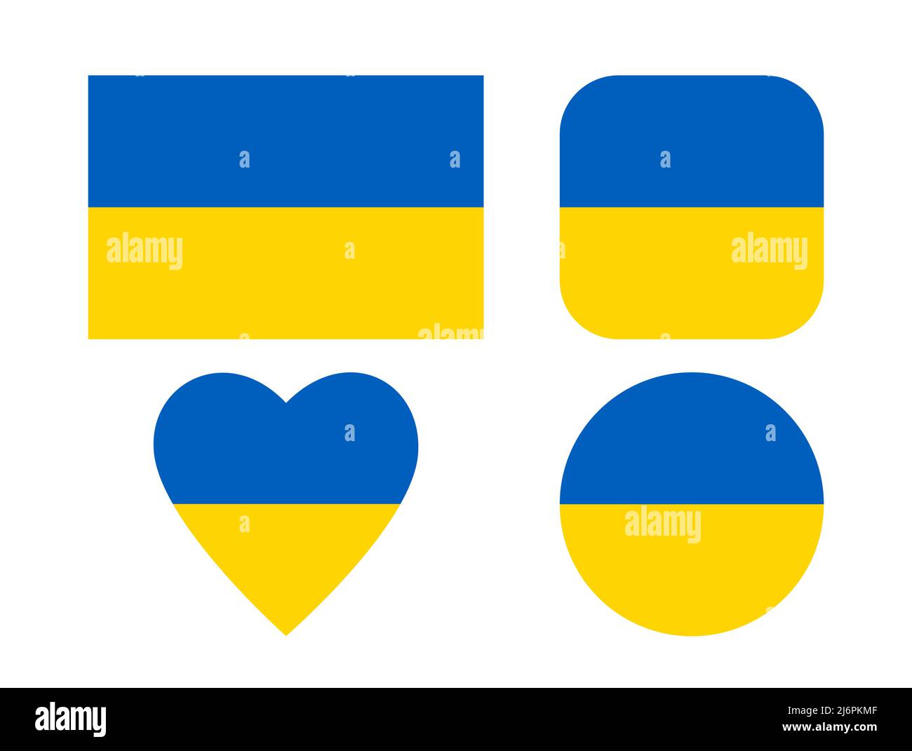 Bandera nacional de Ucrania en diferentes formas, para el diseño de banners y web, ilustración de vectores de cerca Ilustración del Vector