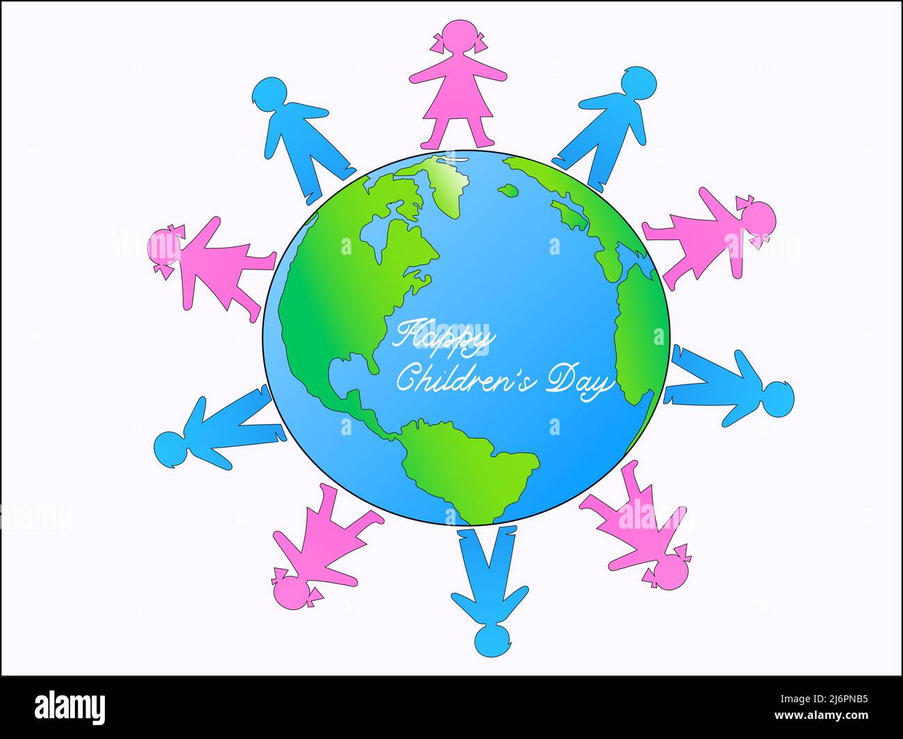 ilustración de niños alrededor del mundo y feliz día de los niños con letras en blanco, ilustración de stock Ilustración del Vector