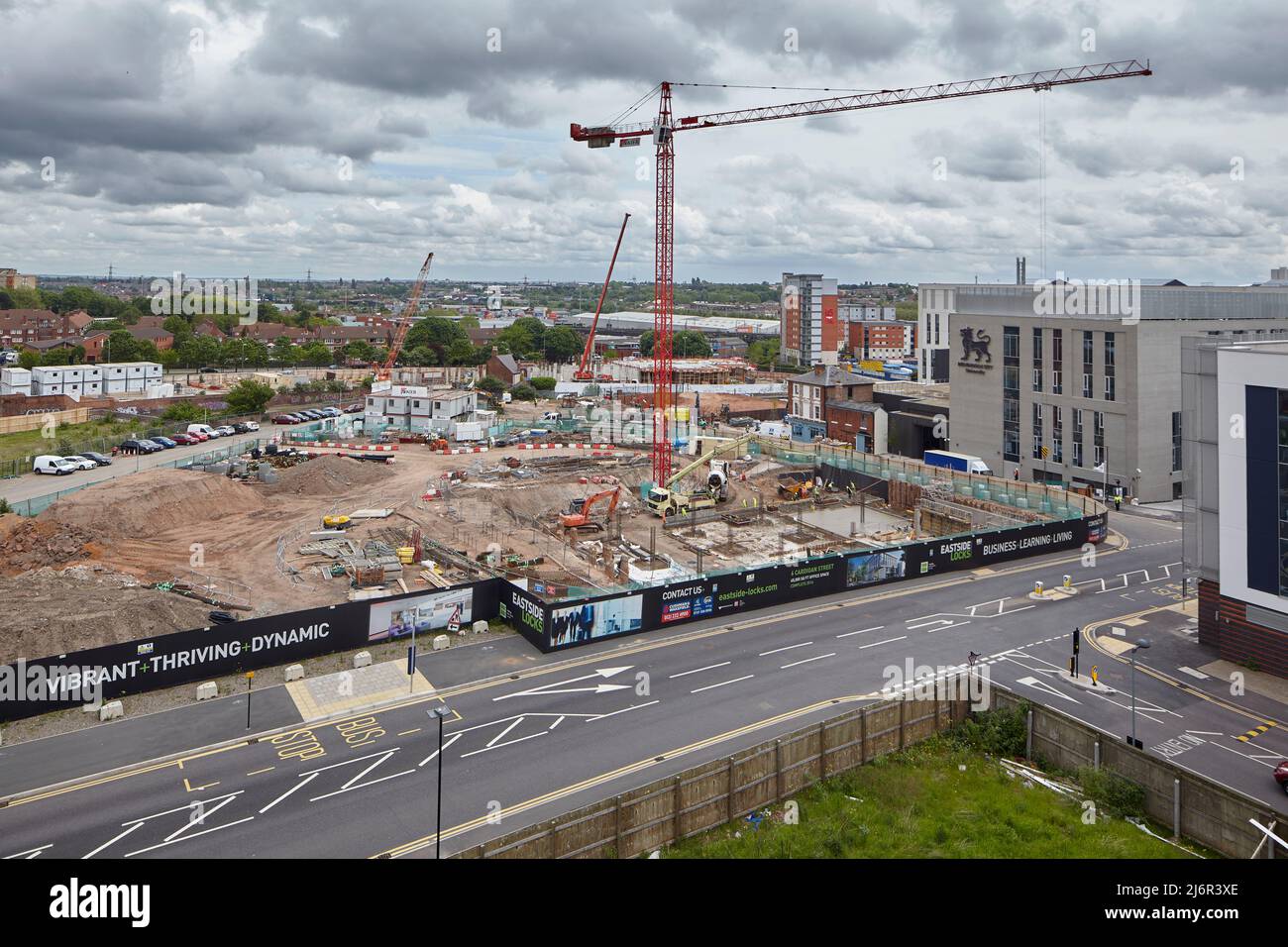 El sitio de construcción Joseph Priestley Building en 2017, Birmingham City University, Birmingham, Reino Unido Foto de stock