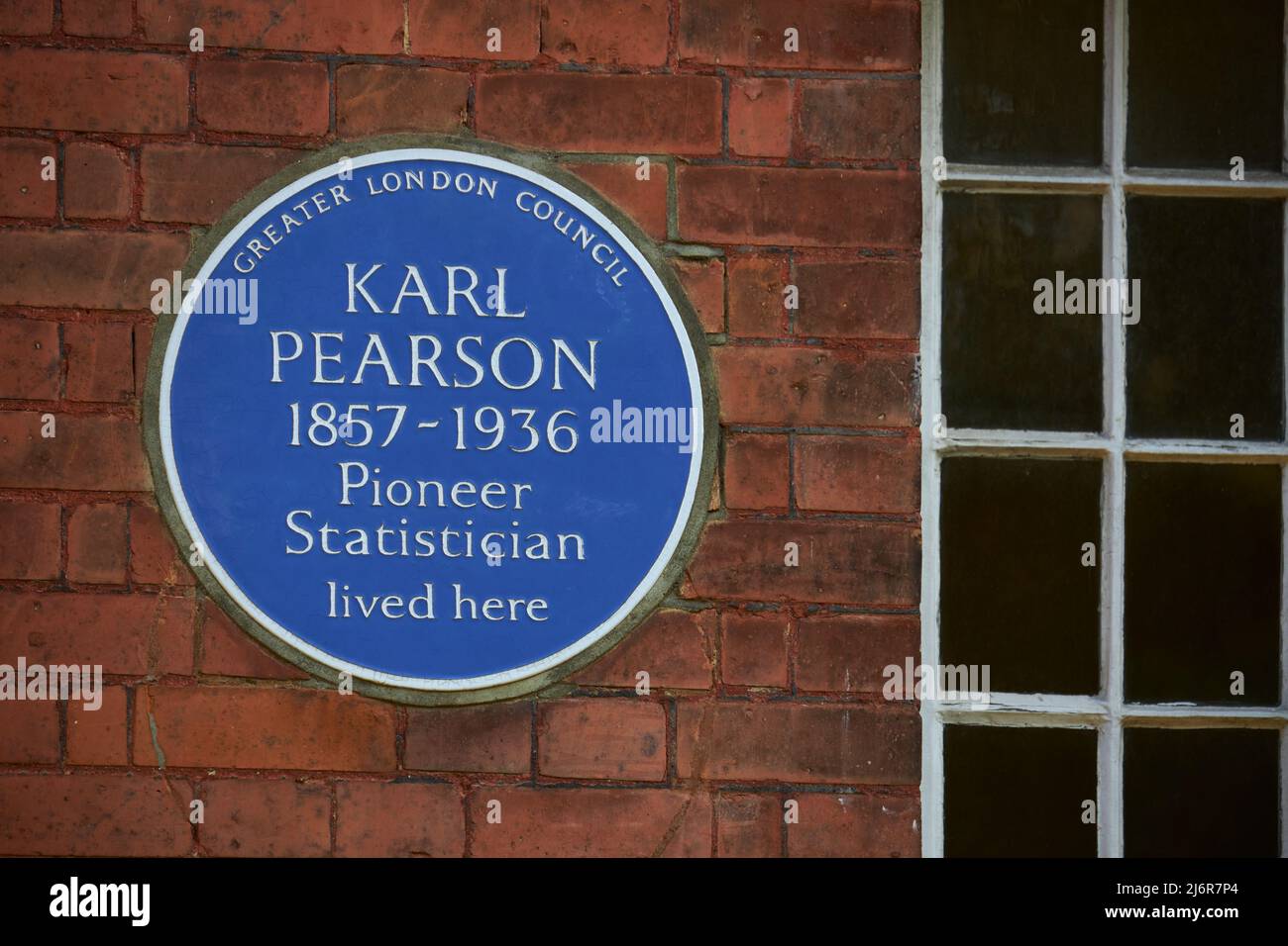 Karl Pearson Pioneer Statistician Blue Plaque, Londres, Reino Unido. Foto de stock
