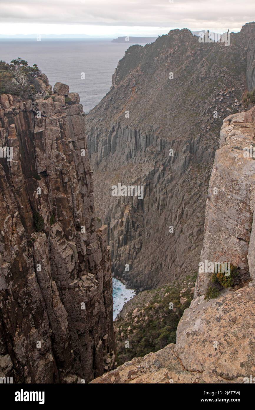 Acantilados en el Pilar del Cabo, Península de Tasmania Foto de stock