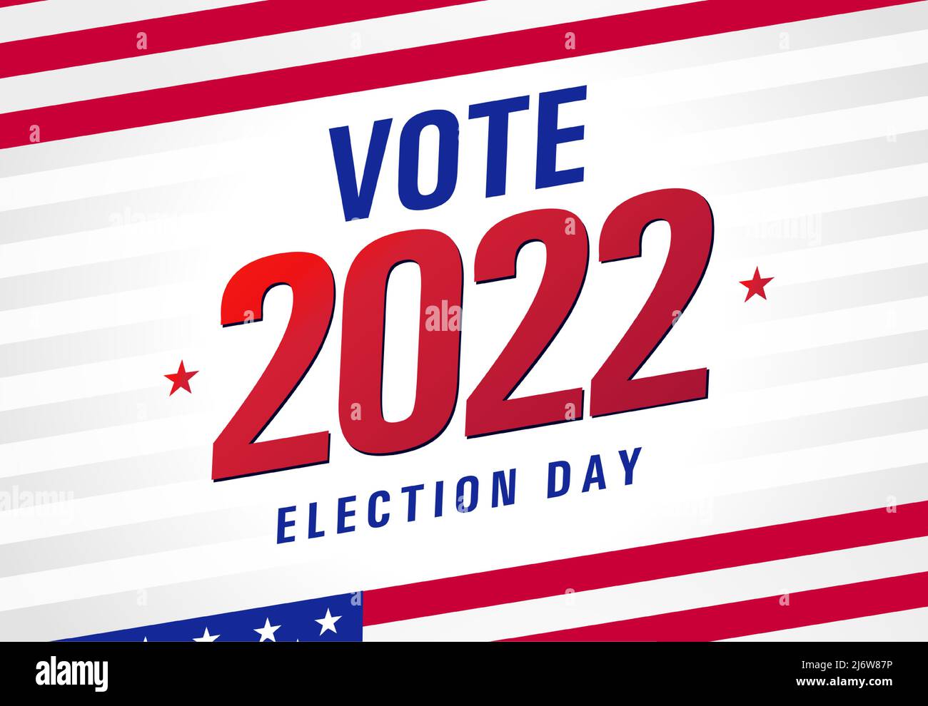 Vota 2022 Elección EE.UU. Bandera de rayas ligeras. Antecedentes patrióticos estadounidenses para el día de las elecciones. Plantilla vectorial de carteles de votación o debate EN EE.UU Ilustración del Vector