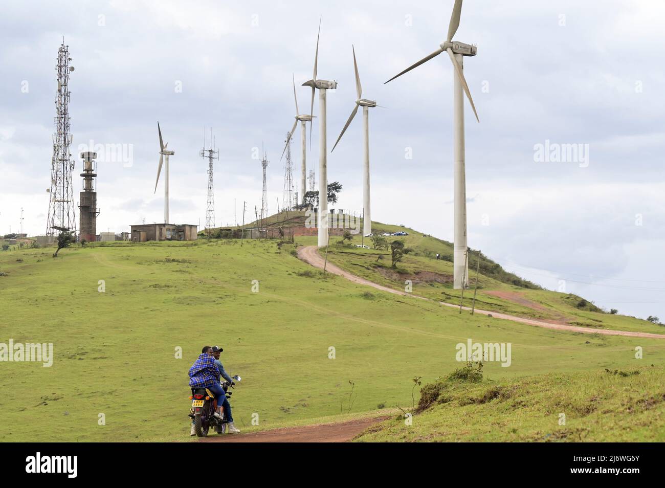 KENIA, Nairobi, Ngong Hills, turbinas eólicas de parque eólico/KENIA