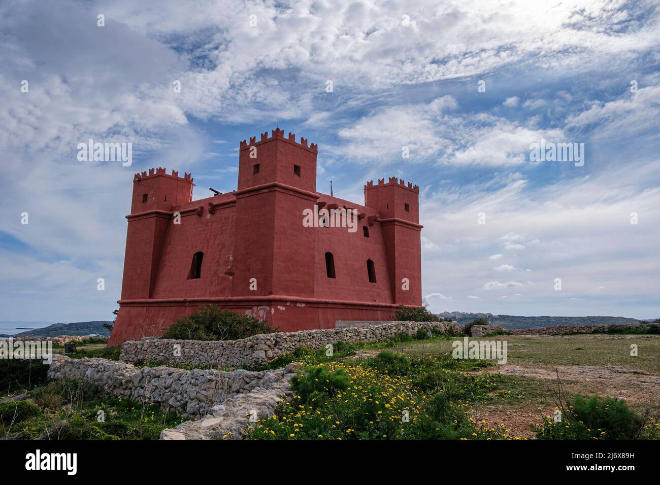La Torre Roja (Torre de San Agatha), Mellieha, Malta Foto de stock