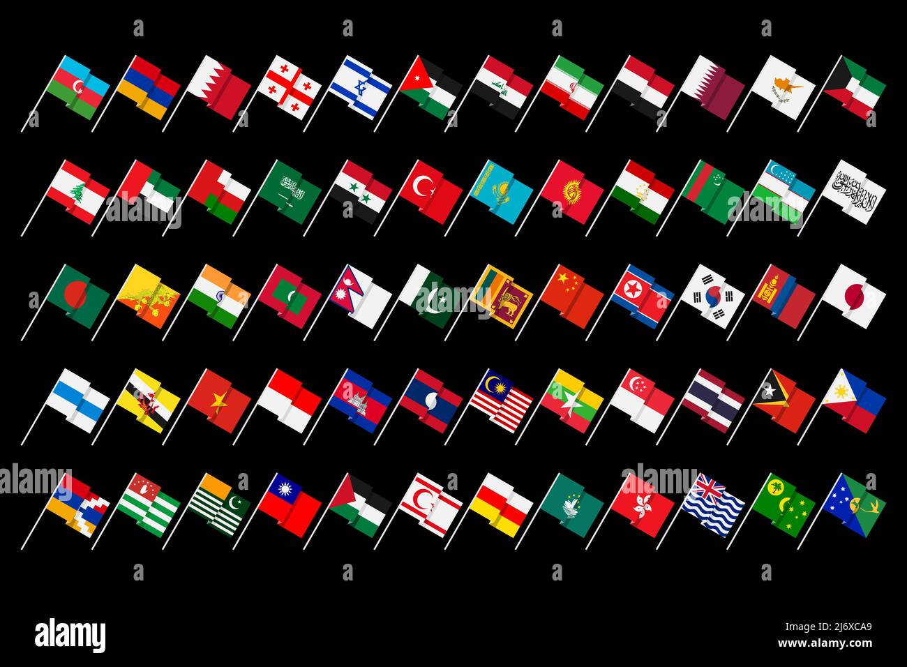 Banderas de los estados y territorios dependientes de Asia. Diseño