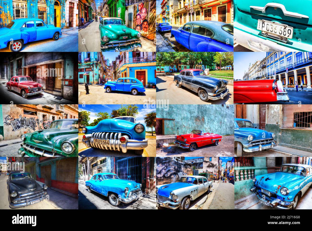 Cuba Cars Montage Una impresionante colección de coches que se encuentra principalmente en La Habana, Cuba. Montaje de coches cubanos, coches cubanos, coches cubanos, montaje de coches, coches, Cuba, Foto de stock