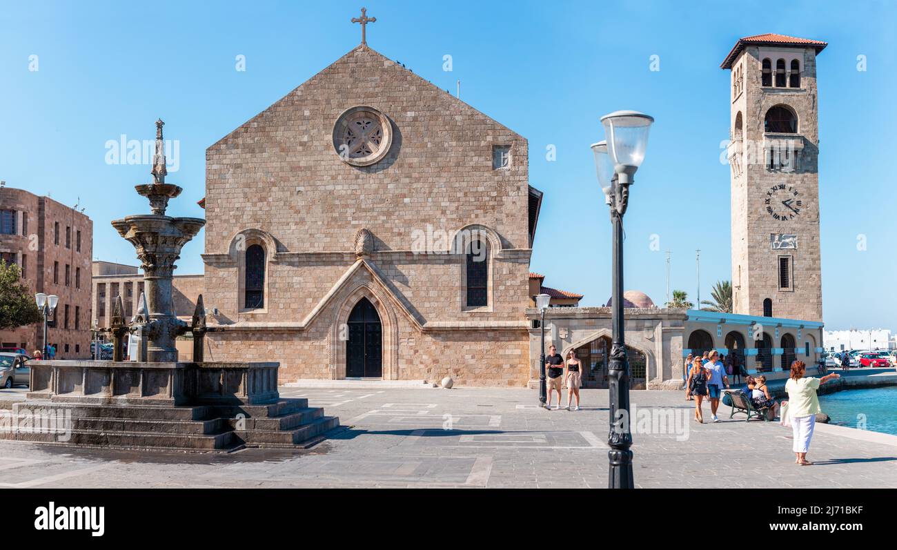 Iglesia de la Anunciación de la Virgen María en la isla de Rodas, Grecia Foto de stock