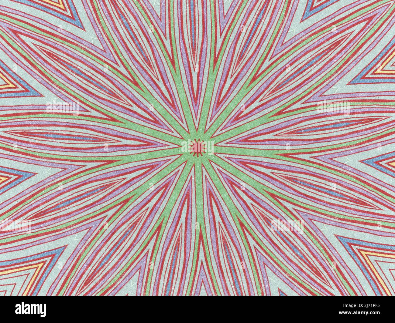Ilustración psicodélica de patrón de línea en forma de flor abstracta. Foto de stock