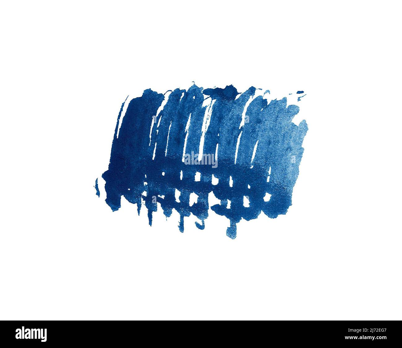 Azul índigo oscuro acuarela artística forma abstact pincel trazo aislado sobre fondo blanco Foto de stock
