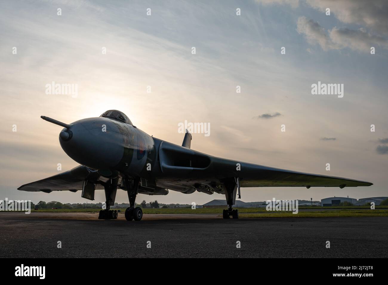 El emblemático bombardero estratégico Avro Vulcano de la Real Fuerza Aérea. Foto de stock