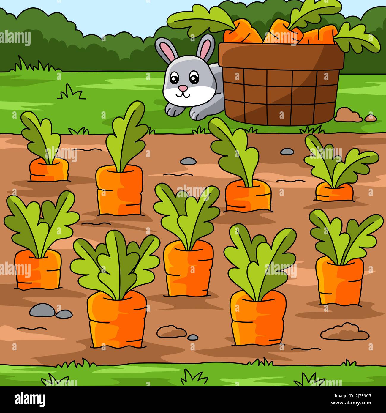 Ilustración de dibujos animados de color del campo de zanahoria Imagen  Vector de stock - Alamy