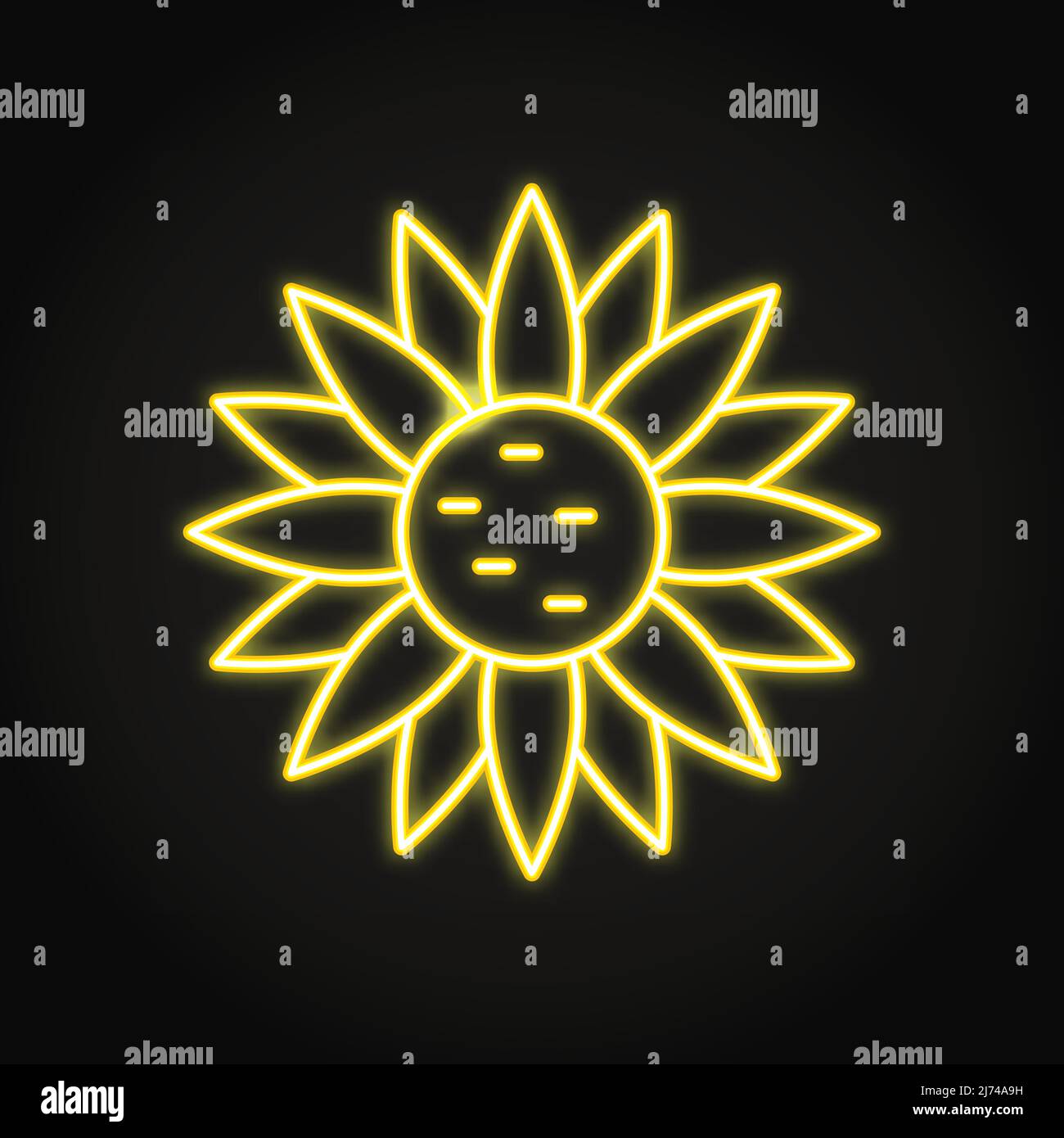 Icono de girasol neón en estilo de línea. Ilustración vectorial Imagen  Vector de stock - Alamy