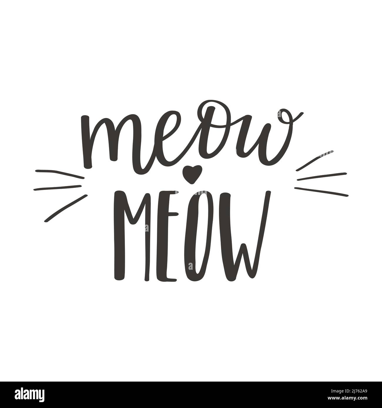 La frase escrita a mano Meow meow. Letras de mano. Palabras sobre el