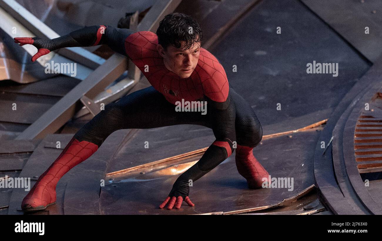 Spider-Man: De ninguna manera Casa: Tom Holland como Peter Parker Foto de stock