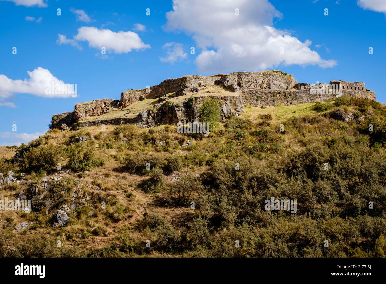 Puka Pukara, Puca Pucara, antiguo fuerte Inca, sitio arqueológico, región del Cusco, Valle Sagrado del Perú Foto de stock