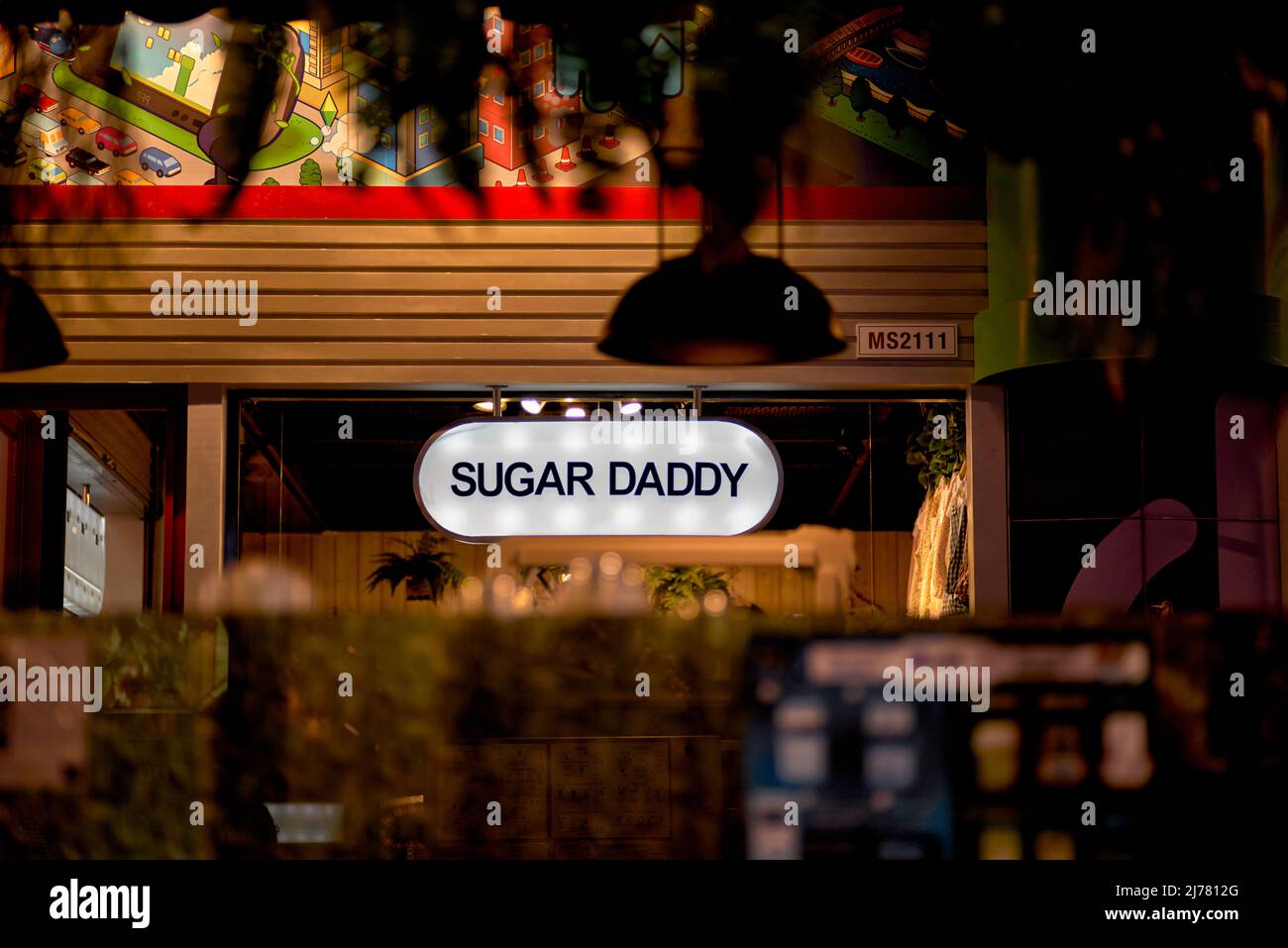 Cartel de la tienda Sugar Daddy Foto de stock
