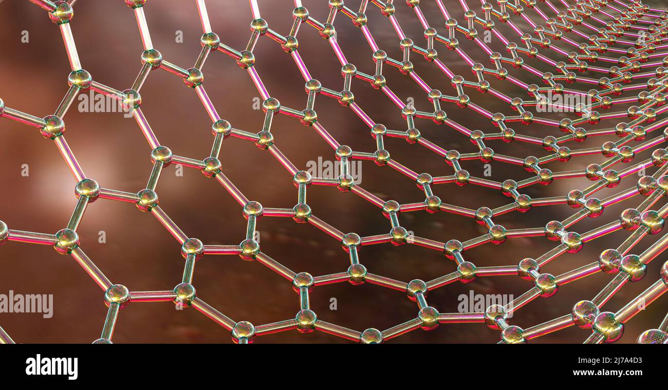 Nanotubo de carbono, ilustración Foto de stock