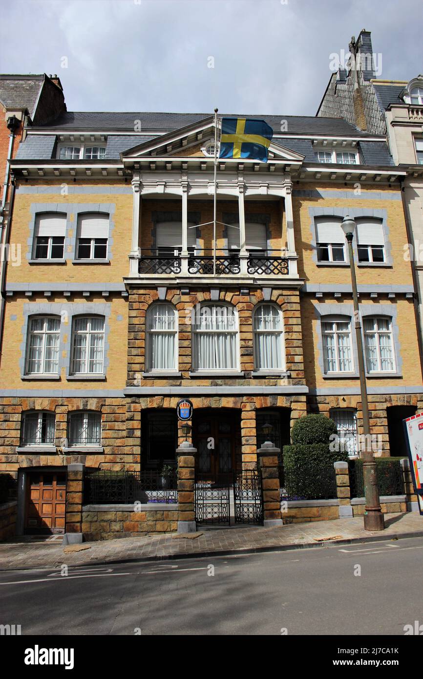 Embajada de Suecia en Ixelles, Bruselas, Bélgica Foto de stock